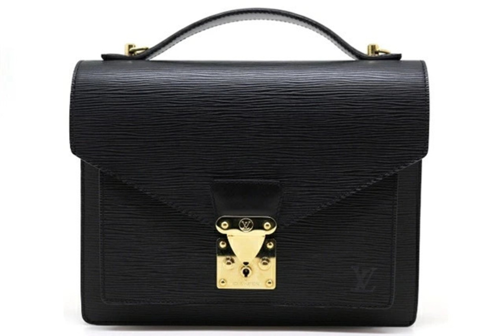 LOUIS VUITTON LV Monceau Handbag Epi Noir Black